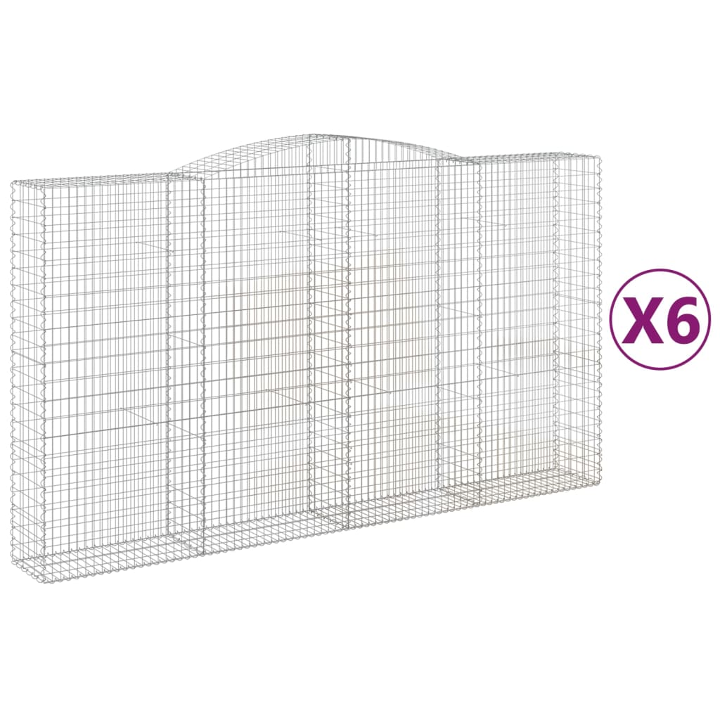 Gabiónové koše, 6 ks, 400x50x220/240 cm, galvanizované železo