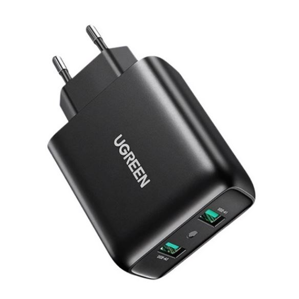 UGREEN hálózati töltő 2xUSB-A aljzat (5V/3A, 18W, PD gyorstöltő 3.0) fekete (CD161) (CD161)