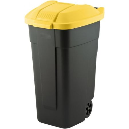 Curver görgős szemetes műanyag 110l sárga/fekete  (214128)