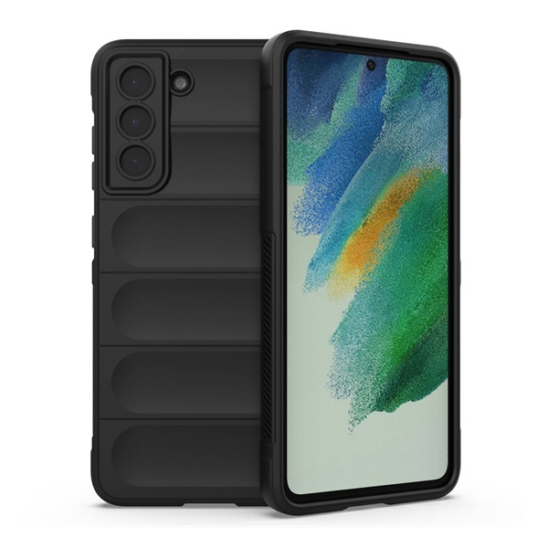 Szilikon telefonvédő (ütésállóság, kameravédő, 3D) FEKETE Samsung Galaxy S21 FE (SM-G990) "Gigapack csomagolás" (GP-134257)