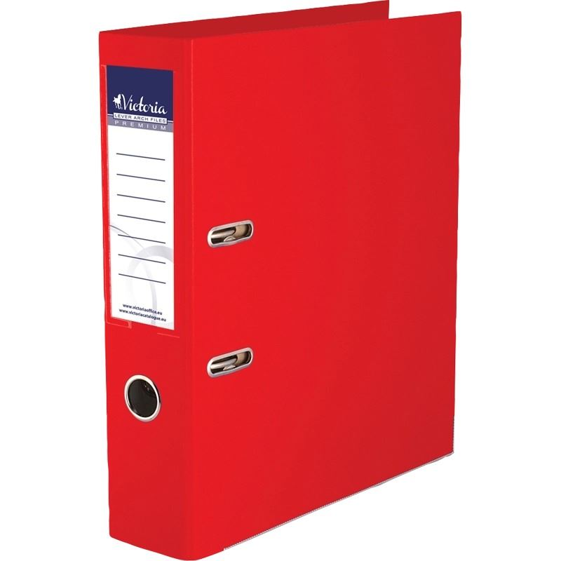 Victoria Premium iratrendező 75mm, A4, PP/PP, élvédő sínnel piros (IDIP75P) (IDIP75P)