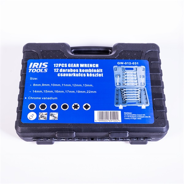 IRIS TOOLS GW-012-031 12 darabos csuklós kombinált csavarkulcs készlet (GW-012-031)