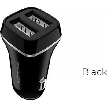 Autós töltő Borofone 2x USB Fekete (BFO-BZ2-B)