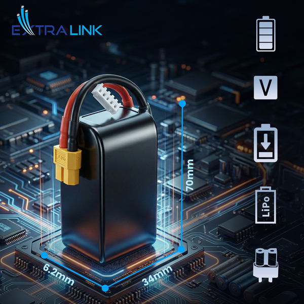 Extralink LiPo 4S 1300mAh XT60 130C | Battery for FPV RC drones | RC cars, RC airplanes, remote-controlled RC vehicles