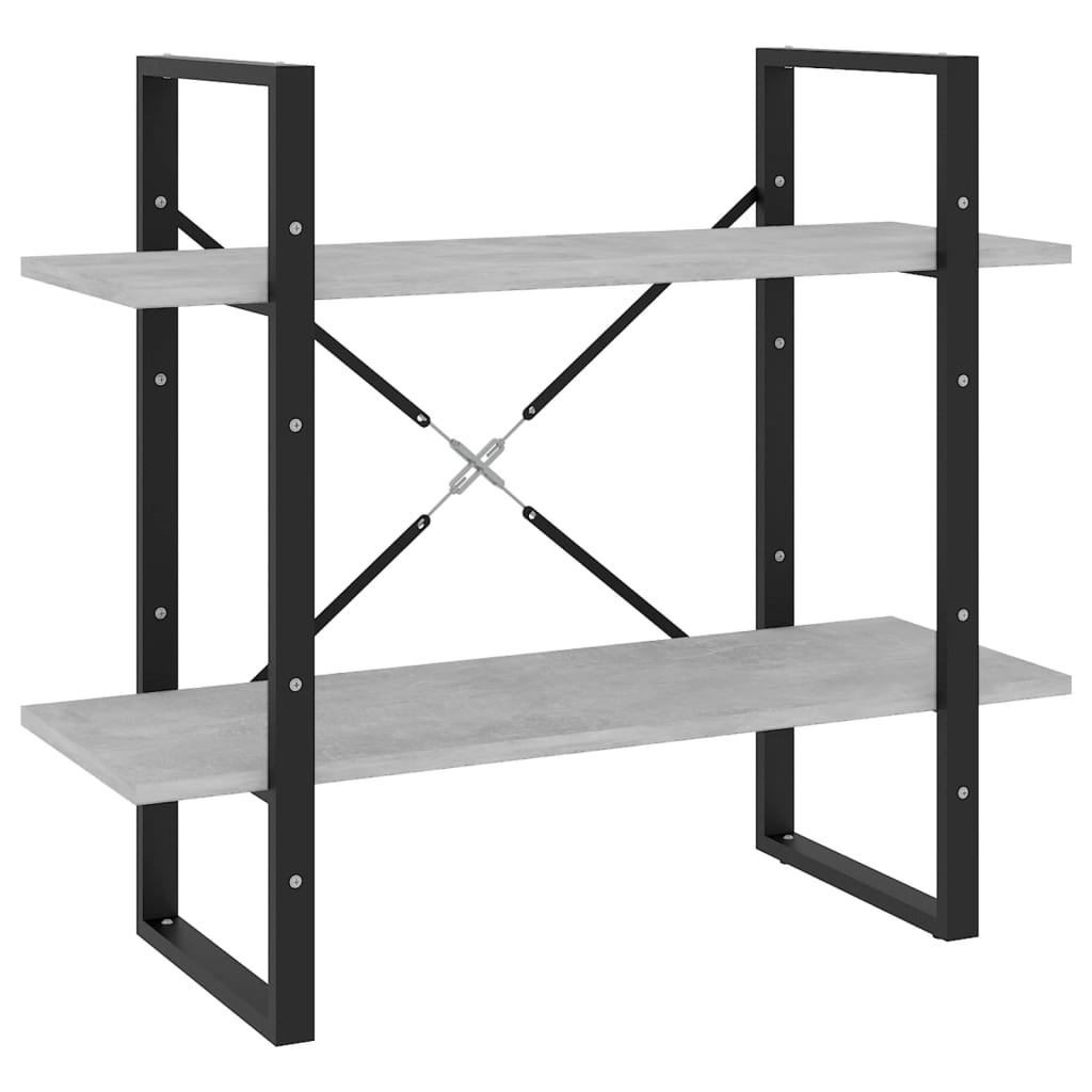 2-szintes betonszürke forgácslap könyvszekrény 80 x 30 x 70 cm (806451)