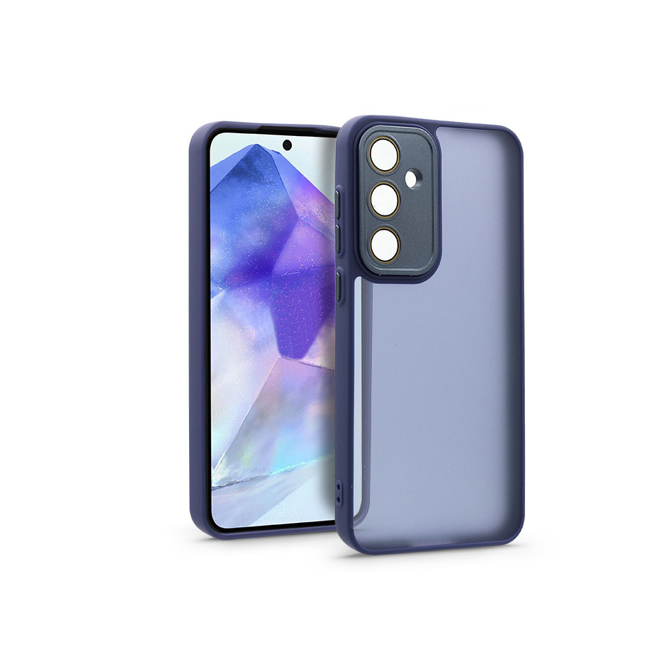 Samsung SM-A556 Galaxy A55 hátlap kameravédő peremmel, lencsevédő üveggel - Variete - sötétkék (HF268113)