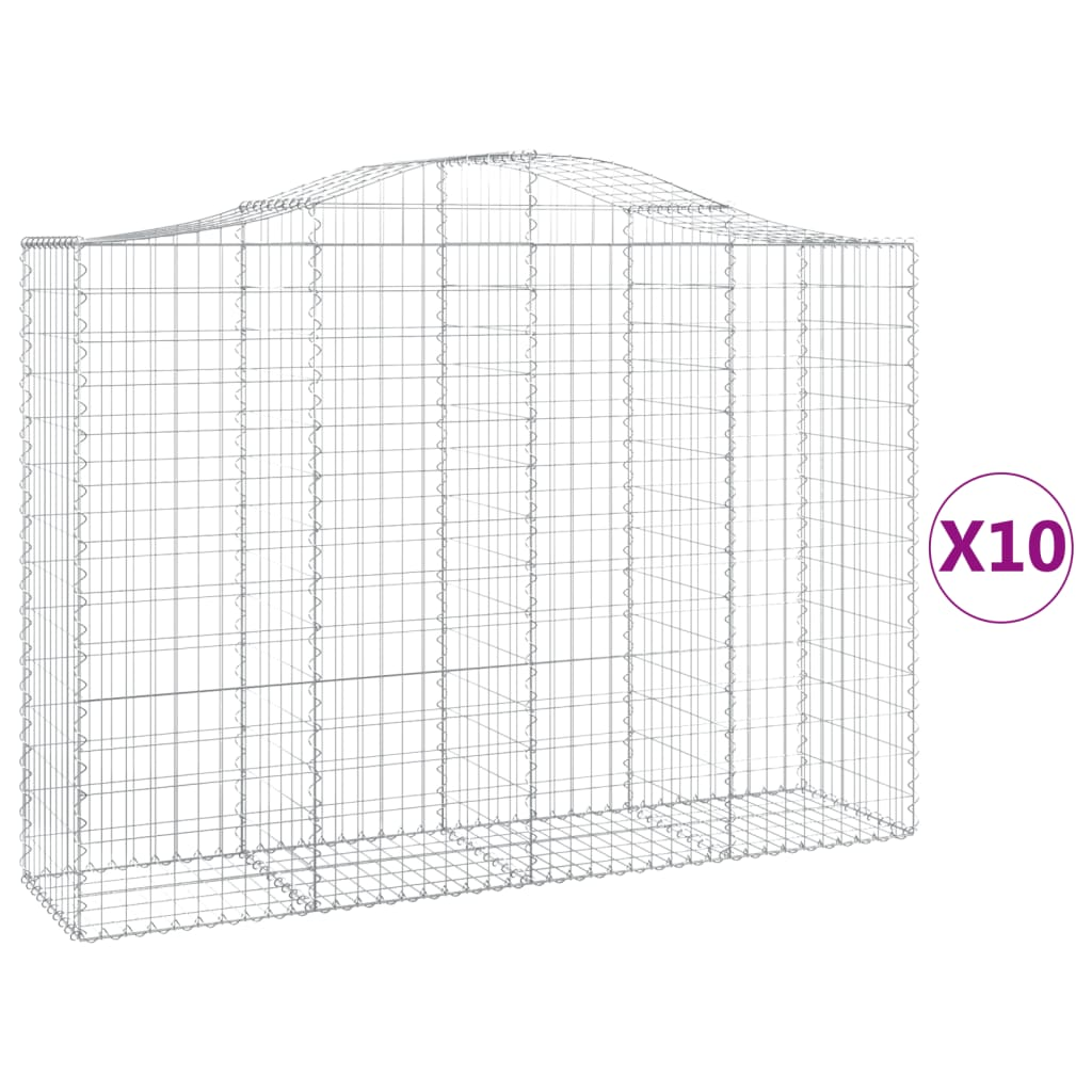 10 db íves horganyzott vas gabion kosár 200x50x140/160 cm (3145690)
