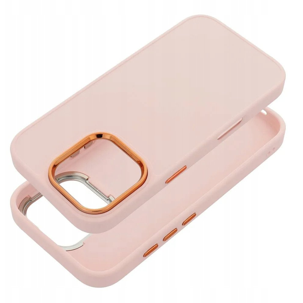 ZONE Frame Case szilikon tok fémhatású kamera keret iPhone 17 Pro rózsaszín (5903396454417)