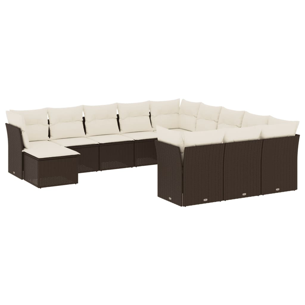 12 részes barna polyrattan kerti ülőgarnitúra párnákkal (3250472)