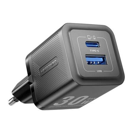 Vention USB-A + USB-C hálózati töltő 30W fekete (FEQB0-EU) (FEQB0-EU)