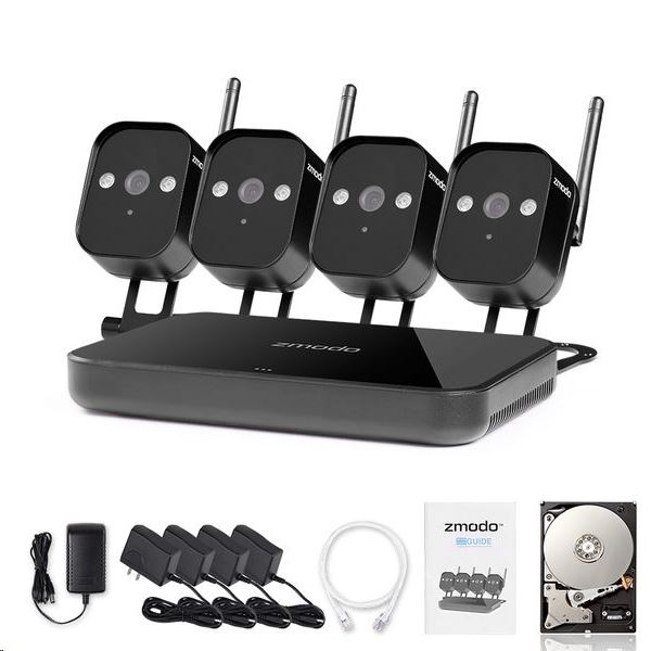 Zmodo 4 csatornás NVR + 4 db IP kamera + 1 TB HDD fekete (UMNP10069) (UMNP10069)
