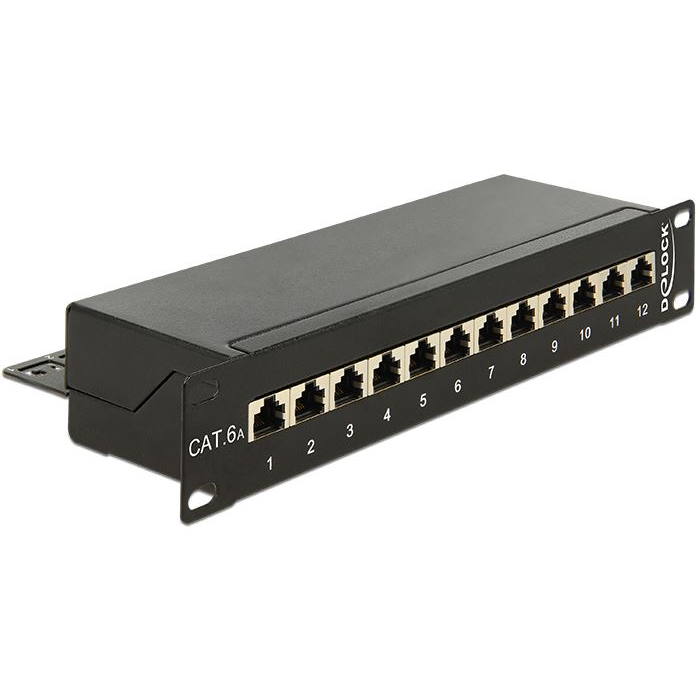 Delock 10 Patch Panel 12 portos Cat.6A fekete (43310) (DE43310)