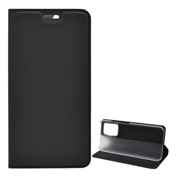 Калъф Xiaomi Redmi 10 (2021) Стоящ, кожен ефект (обръщане, отваряне настрани, функция за настолен държач) Черен