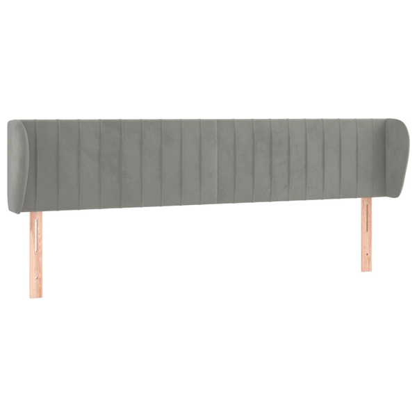 Tăblie de pat cu aripioare gri deschis 163x23x78/88 cm catifea