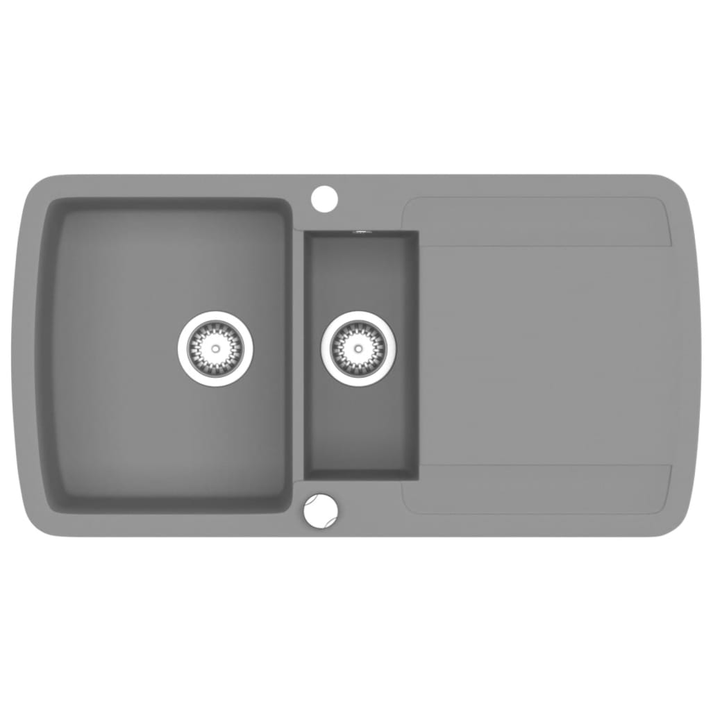 szürke, kétmedencés gránit mosogatótálca (142947)