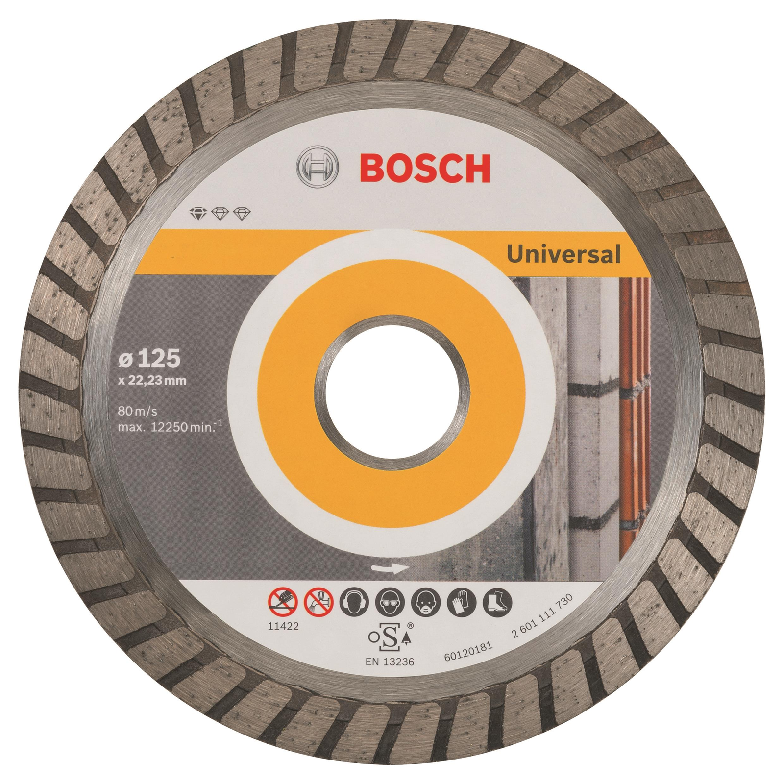 BOSCH 2608602394 Gyémánt vágótárcsa Standard Universal Turbo 125 x 22,23 x 2 x 10 mm (2.608.602.394)