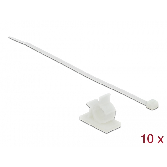 Delock Fehér, 37 x 18 mm-es kábelfogó H 300 x Sz 4,8 mm - kábellel (18879) (18879)