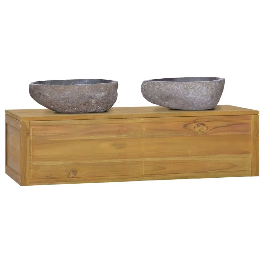 tömör tíkfa falra szerelhető fürdőszobaszekrény 110x45x30 cm (338228)