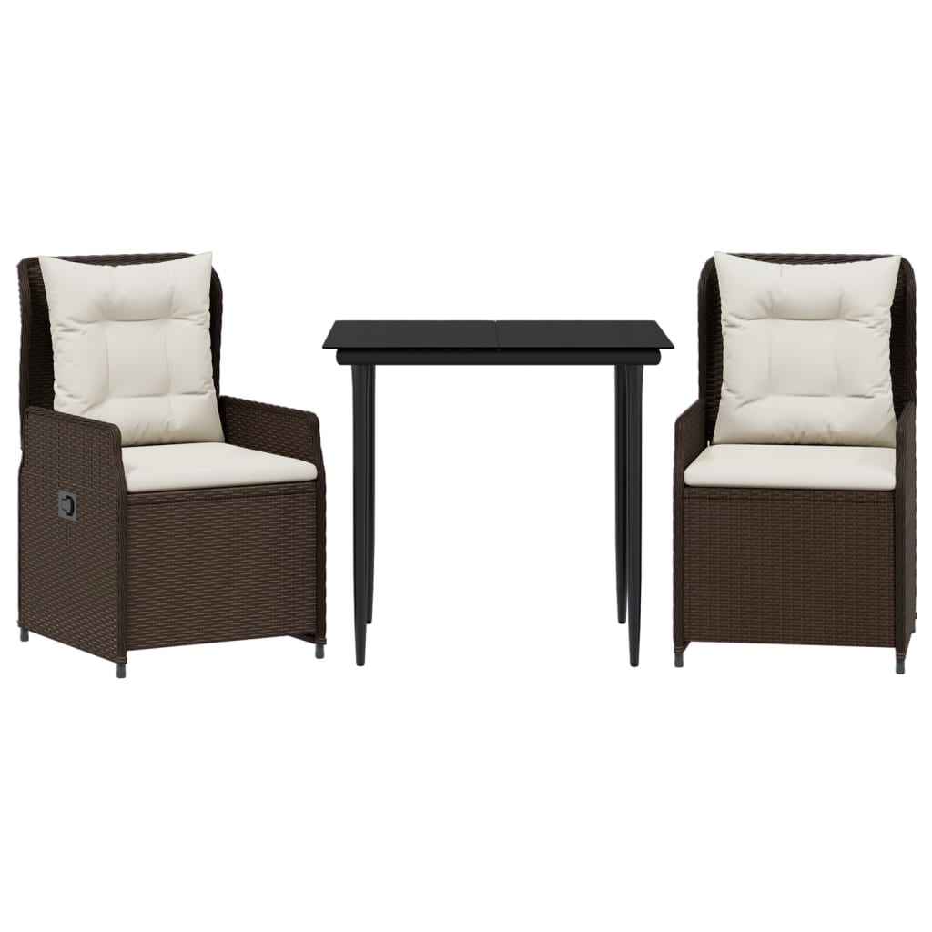 3 részes barna polyrattan kerti étkezőgarnitúra párnával (3262840)