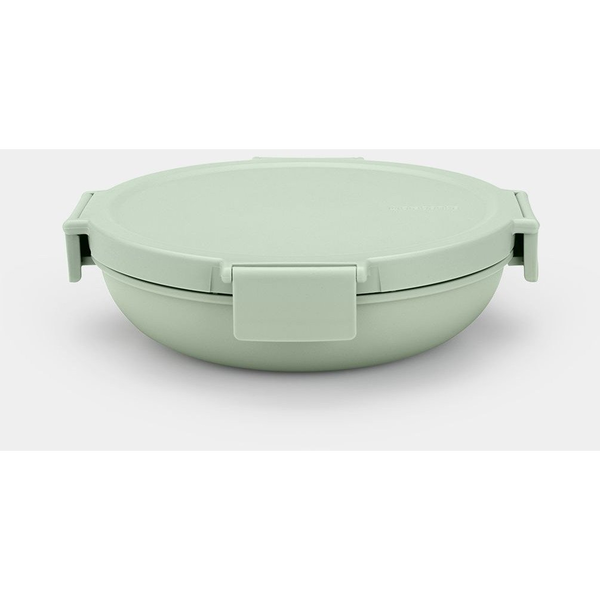 Brabantia Make & Take Lunch Bowl ételhordozó doboz, 1000 ml, szivárgás- és légmentes záródás, bepattintós (clip-on) zárómechanizmus, lapos - kerek forma, BPA mentes műanyag, jáde zöld - 206320