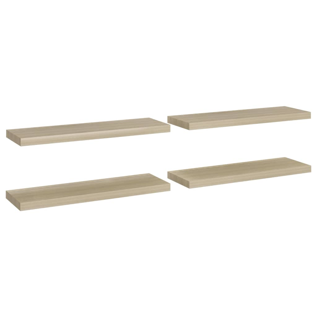 4 db tölgyszínű MDF fali polc 80 x 23,5 x 3,8 cm (323879)