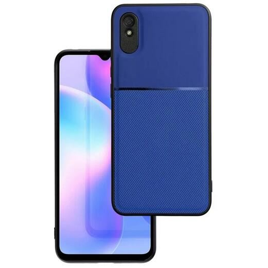 Gigapack Xiaomi Redmi 9A (Redmi 9 AT) mágneses, bőr hatású, csíkos mintás tok sötétkék (GP-115144)