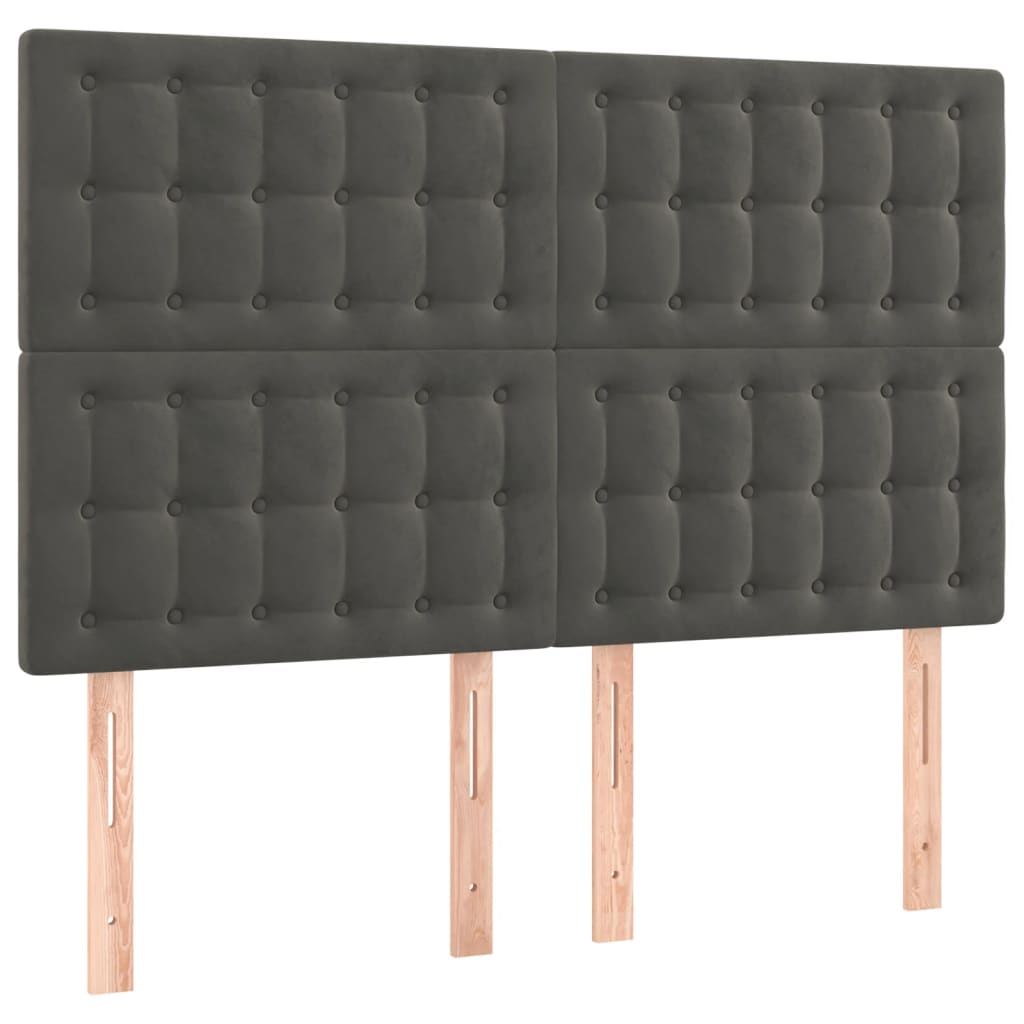 4 db sötétszürke bársony fejtámla 72 x 5 x 78/88 cm (3116815)