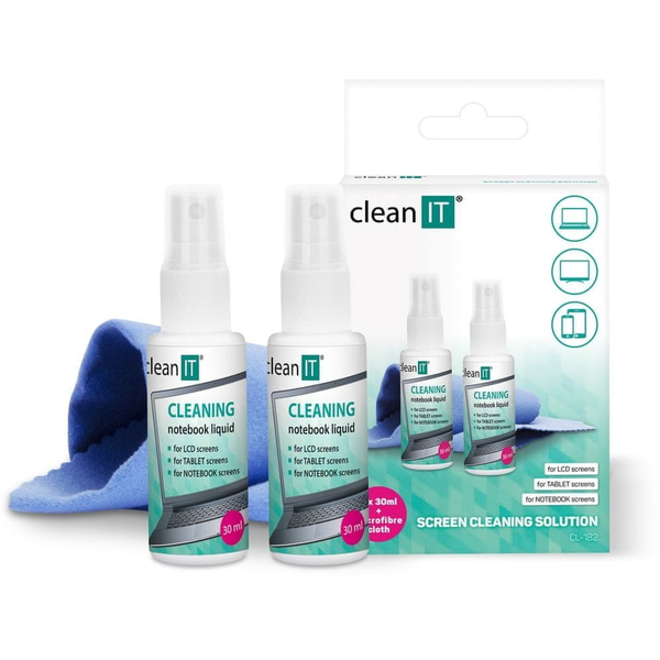 CLEAN IT CL-182 laptop tisztító folyadék kendővel 2x30ml