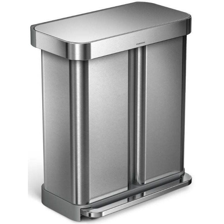 Simplehuman pedálos két tartályos szelektív szemétkuka, 58 l, rozsdamentes acél, szürke (CW2025)