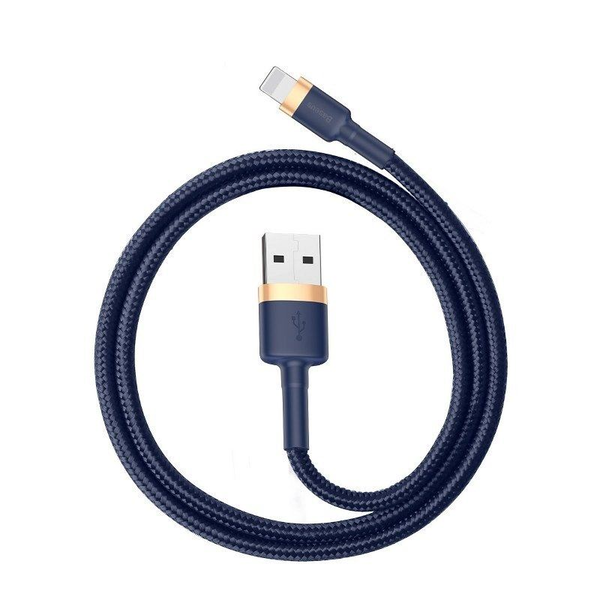 Кабел Baseus Cafule Durable Nylon Braided CALKLF-CV3, USB към Lightning, QC3.0, 1.5A, 2M, син
