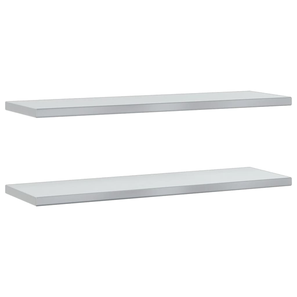 2 db ezüstszínű rozsdamentes acél fali polc 100 x 30 x 3 cm