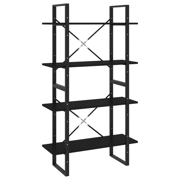 Bibliotecă cu 4 rafturi, negru, 80x30x140 cm, PAL