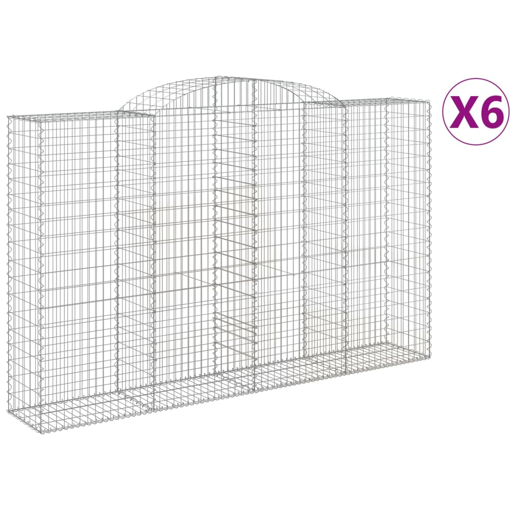 6 db íves horganyzott vas gabion kosár 300x50x180/200 cm (3146777)