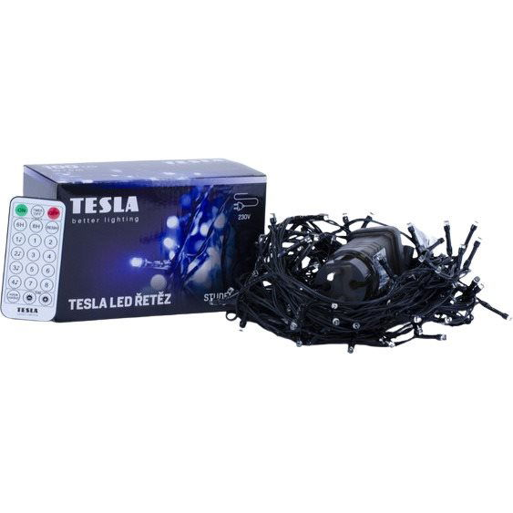 Tesla - fényfüzér, hideg fehér, 6500K, 100LED, 10 m + 5 m kábel, 230 V, 8 funkciós vezérlő, IP44 (VO23148MWC)