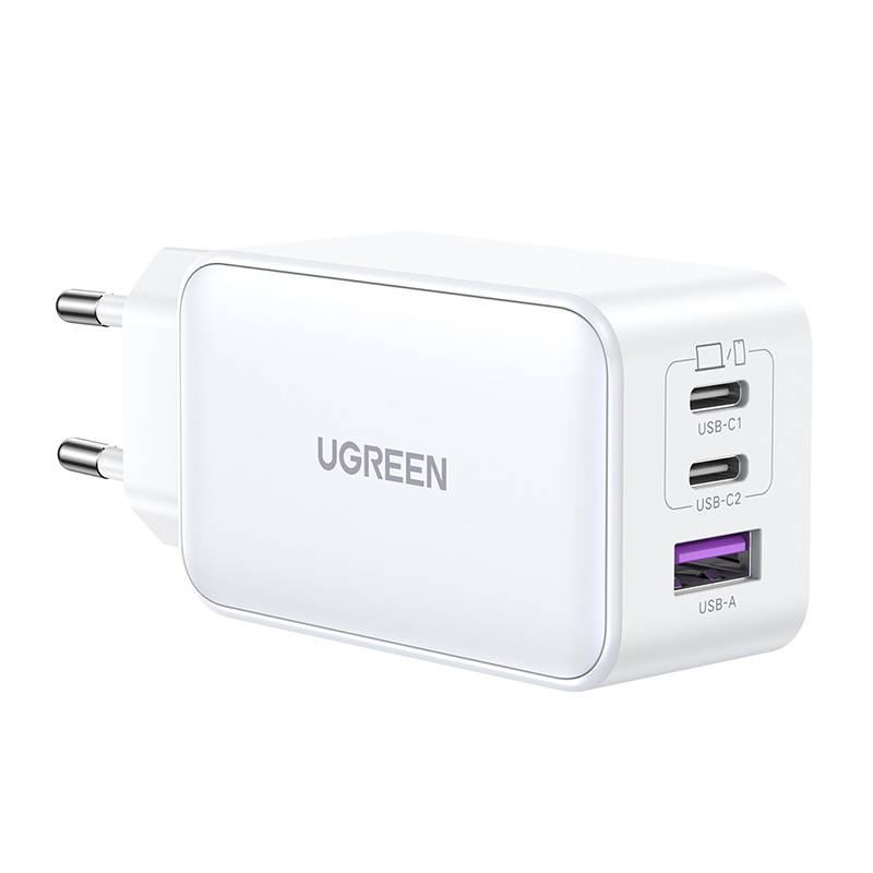 UGREEN Nexode 2x USB-C, 1x USB-A hálózati töltő 65W fehér (15334) (15334)