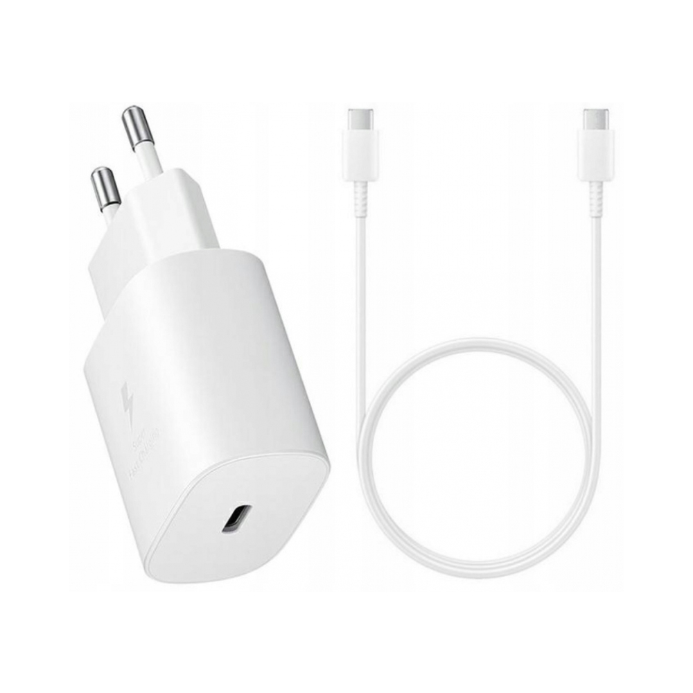Samsung EP-TA800NW USB Type-C Hálózati töltő + USB Type-C kábel - Fehér (25W) (7348008757377)