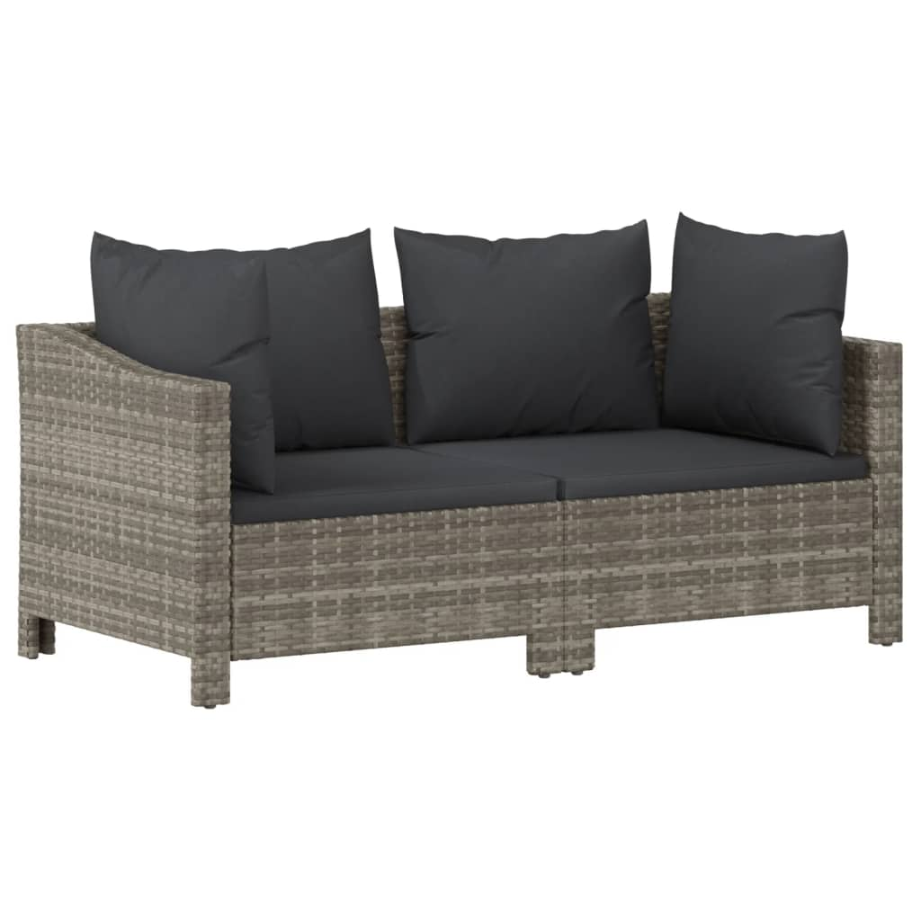 2 részes szürke polyrattan kerti ülőgarnitúra párnákkal (362684)