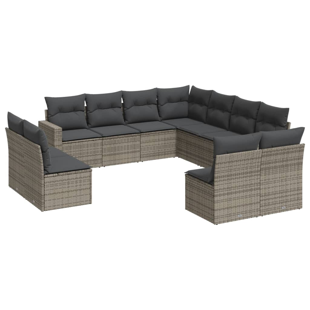 11 részes szürke polyrattan kerti ülőgarnitúra párnákkal (3219120)