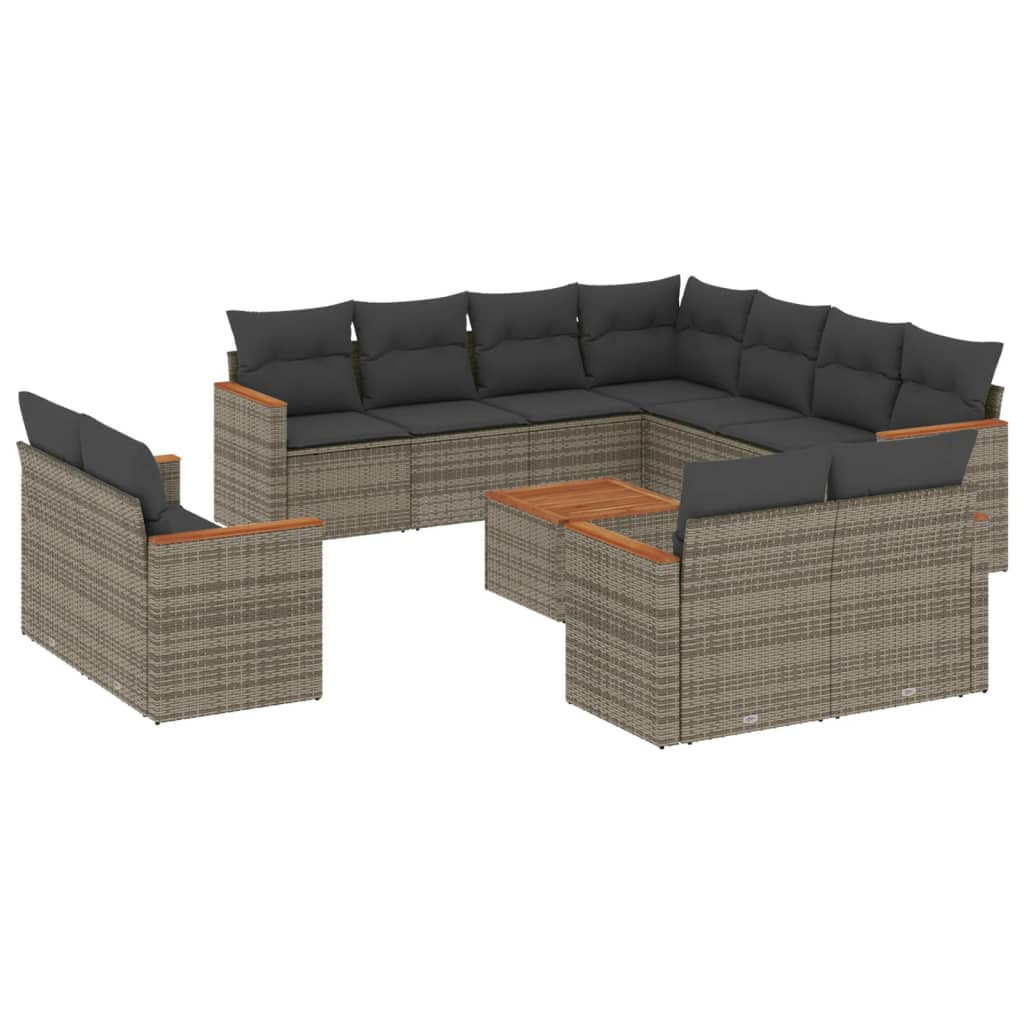 12 részes szürke polyrattan kerti ülőgarnitúra párnákkal (3226508)