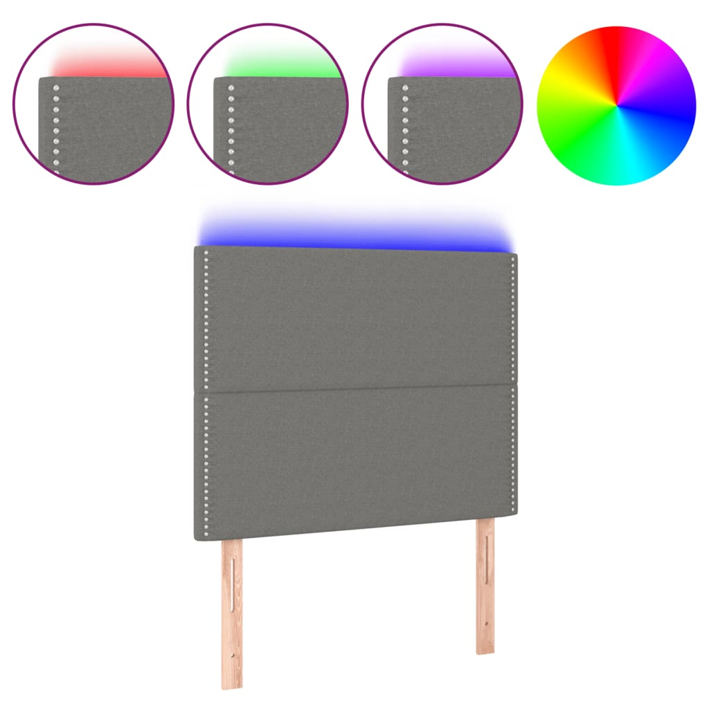 sötétszürke szövet LED-es fejtámla 100x5x118/128 cm (3122275)