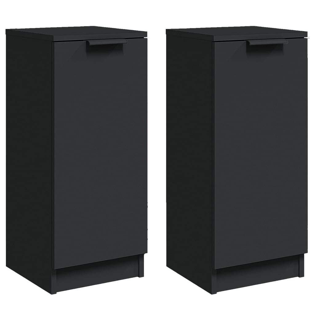 2 db fekete szerelt fa tálalószekrény 30 x 30 x 70 cm (811136)