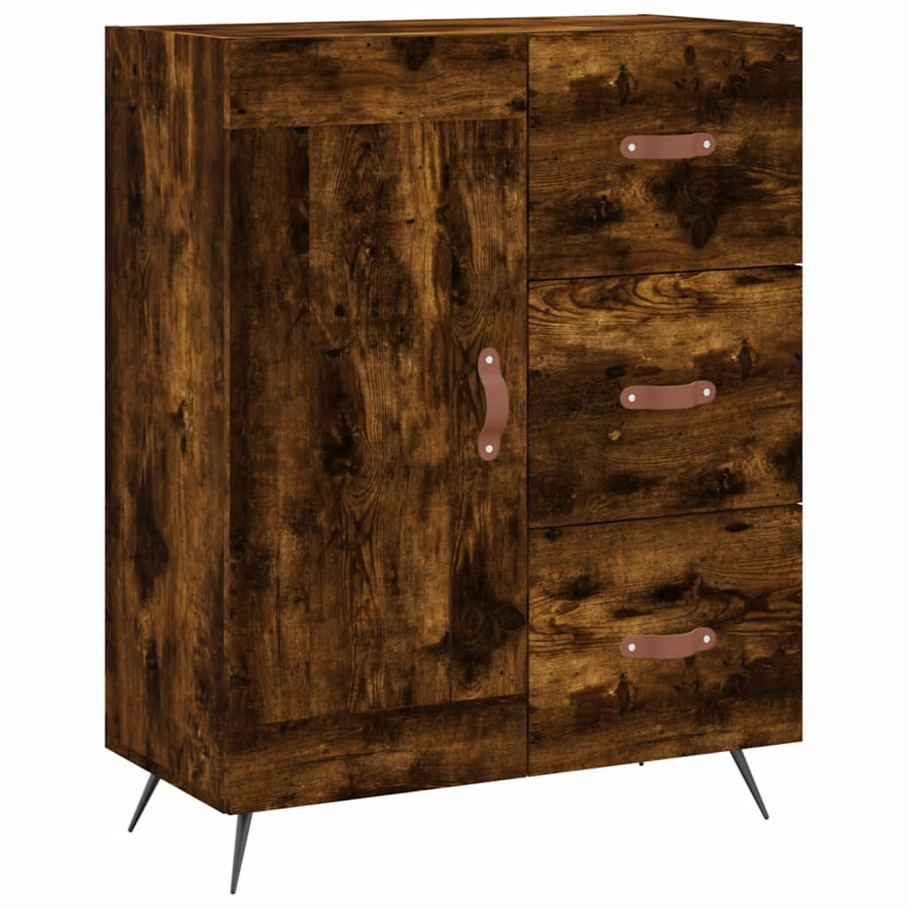 füstös tölgyszínű szerelt fa tálalószekrény 69,5 x 34 x 90 cm (830233)