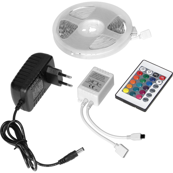 Taśma LED Orno Zestaw taśma LED 12V  100 30L 7.2W/m IP20 RGB 5m + Sterownik RGB + Zasilacz 12V
