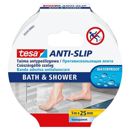 Tesa Csúszásgátló szalag, fürdőszobai, 25 mm x 5 m,  "Anti-Slip", átlátszó (TE55533)