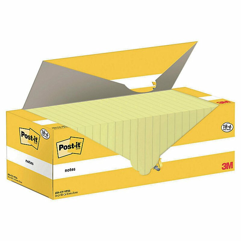 3M Post-it 76x76mm Öntapadó jegyzettömb - Sárga (2400 lap / tömb) (7100319213)