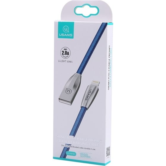 Usams U-LIGHT adatkábel (USB - lightning, 2A, gyorstöltő, 120cm, LED jelzés) SÖTÉTKÉK Apple iPhone 5 / iPhone 5C / iPhone SE (2016) (IPZSUSB03)