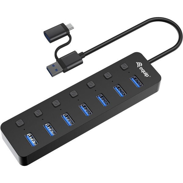 Equip 128965 hub de interface USB 3.2 Gen 1 (3.1 Gen 1) Type-A 5000 Mbit/s Preto