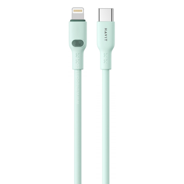 Havit CB6281 USB-C apa - Lightning apa Adat és töltőkábel 1m - Zöld
