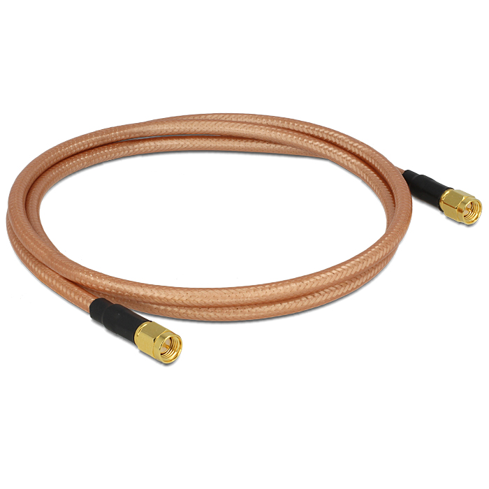 Delock antennakábel 2db SMA dugó csatlakozóval, alacsony veszteségű, RG-142, 1m (88895) (88895)