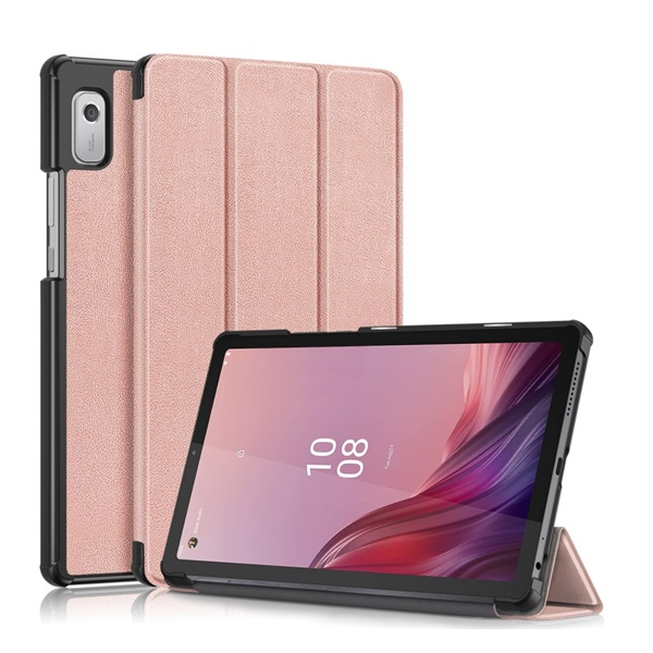 Tok álló, bőr hatású (aktív FLIP, oldalra nyíló, TRIFOLD, asztali tartó) ROZÉARANY Lenovo Tab M9 (TB310X) LTE / Tab M9 (TB310F) WIFI 